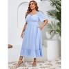 Plus Size Summer Dress for Women Square Neck Casual Boho A Line Maxi Dress - 3 of 4