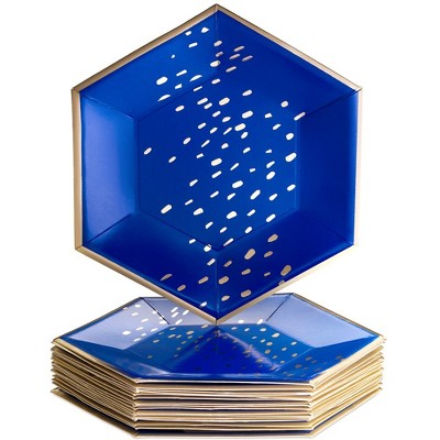 Silver Spoons Elegant Disposable Hexagon Plates for Party, Heavy Duty Disposable Dinner Set (18 PC)	