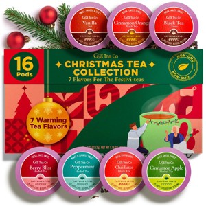 Gya Tea Co Christmas Collection Tea Gift Set (16 ct) - 7 Warm Flavors with Vanilla Chai, Peppermint, Berry Bliss, black, Cinnamon apple & Orange - 1 of 4
