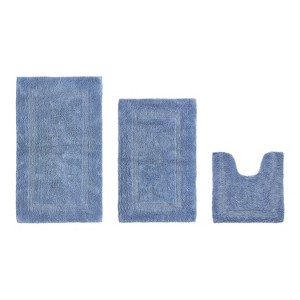 Lux Premium 100% Cotton  Ultra-Soft Tufted Solid Reversible 3 Piece Bath Rug Set, Water-Absorbent, Durable, Machine Washable Bathroom Rug - 1 of 4