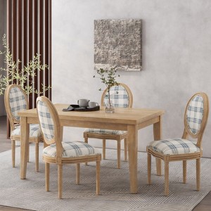 GDFStudio Newman Traditional Upholstered Rubberwood Dining Chairs (Set of 4) - 1 of 4