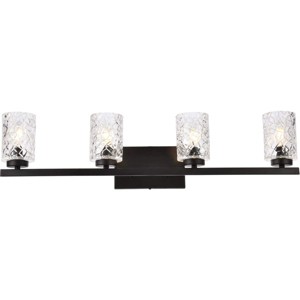 Elegant Lighting Cassie 4 lights bath sconce in black with clear shade - 1 of 4