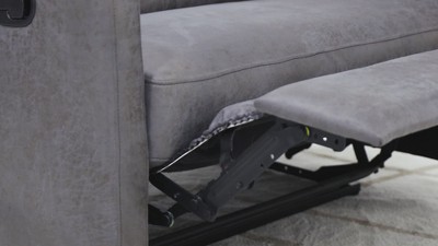 Slate Gray Microfiber 2-Seater Recliner with Wood Frame