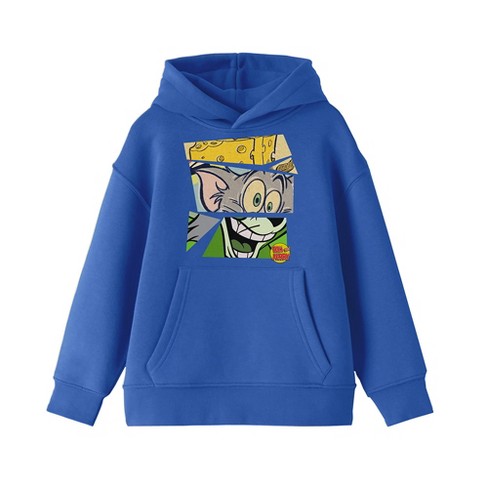 Tom u0026 Jerry Characters Mashup Block Layout Long Sleeve Royal Blue Boy's  Hooded Sweatshirt-xs : Target