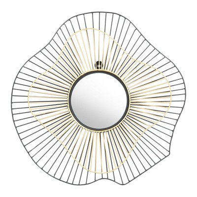 Mars Round Decorative Wall Mirror Black/Gold - ZM Home