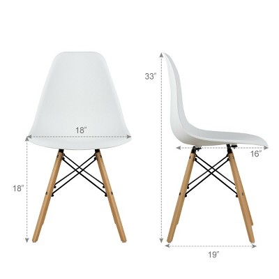 White Armless Dining Side Chairs with Beech Wood Legs (Set of 4)