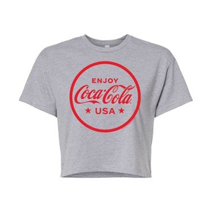 Women's - Coca-Cola - Enjoy Coca Cola USA Cropped Graphic T-Shirt - 1 of 4