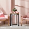 Hommoo Round End Table, Small Accent Side Table with Metal Frame Rustic & Black - 3 of 4