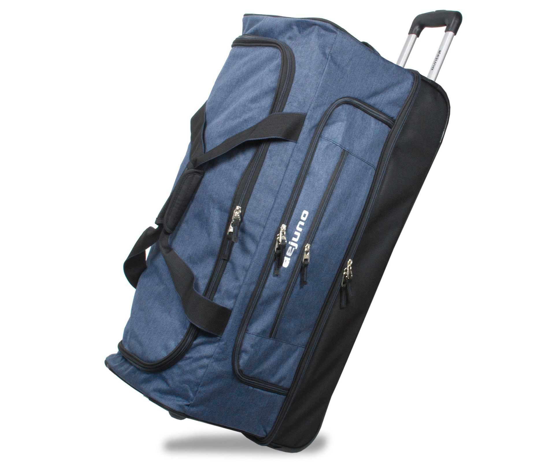 Dejuno 32-Inch Lightweight Denim Drop Bottom Rolling Duffel Bag - Blue