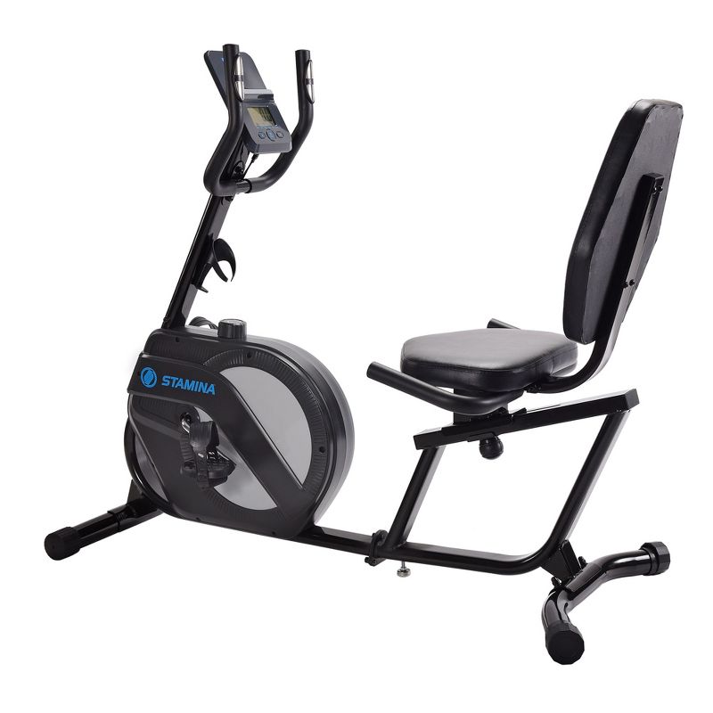 Stamina Products 1346 Stationary Magnetic Resistance Recumbent Exercise Bike with Strapped Pedals, 4 Handles, and LCD Monitor for Home Gym Workouts, 3 of 8