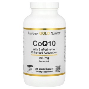 California Gold Nutrition CoQ10 with Bioperine®, 200 mg, 360 Veggie Capsules - 1 of 3