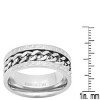 Steeltime Men's stainless steel cuban chain inlay and greek key accents band ring. Color Options: Silver, Gold. Size 9-12 - 3 of 4
