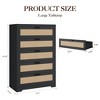 Rattan 5 Drawer Dressers for Bedroom,with Deep Drawers,Large Chest of Drawers for Closet with Wide Top,Long Wooden Dresser for Living Room,Hallway - 3 of 4