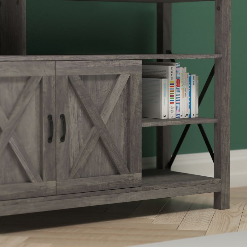 Emma and Oliver Modern Rustic Farmhouse Media Console Cabinet with Spacious Open and Closed Storage, 5 of 10