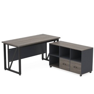 Tribesigns Executive Computer Desk with Lateral File Cabinet - 1 of 4