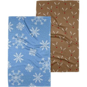 2-Pack Christmas Themed Quick-Dry Microfiber Dish Towels for Kitchen, Premium Quick Dry Towel Set - 1 of 4