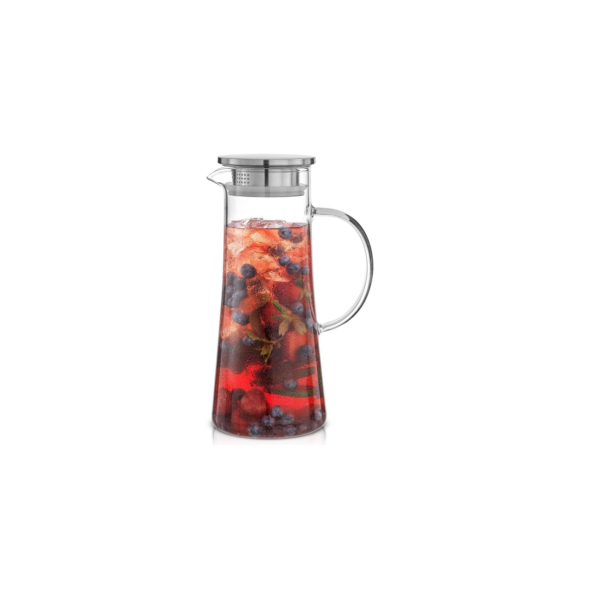 JoyJolt Breeze Glass Pitcher with Lid (Pour / Filter) 50oz Glass Water Pitcher