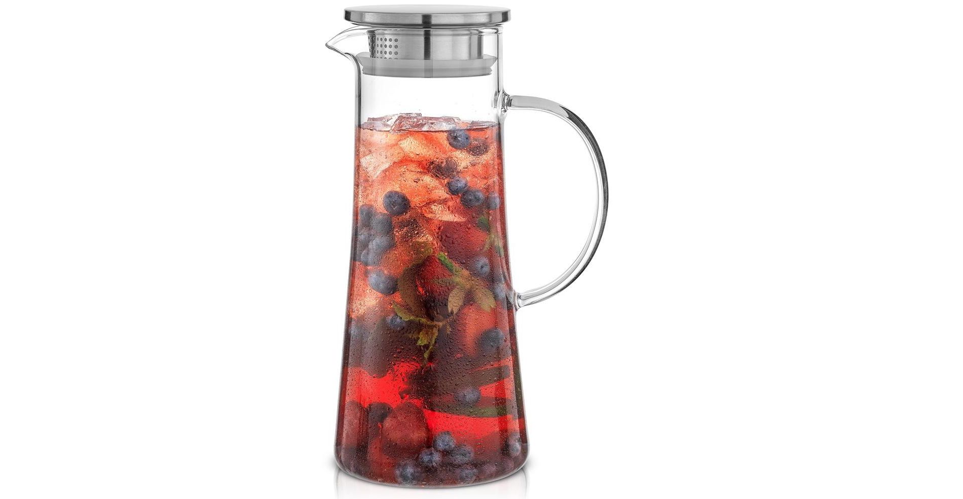 JoyJolt Breeze Glass Pitcher with Lid (Pour / Filter) 50oz Glass Water Pitcher