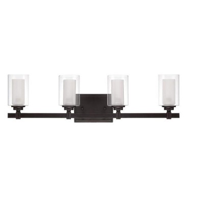 Espresso Modern 26.75" Vanity Light with Clear Glass Shades