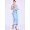 Slickblue Women's Knit Midi Dress With Denim Wash Print, Back Slit Detail, Casual Wear Style, Indigo, Size S-L - 4 of 4