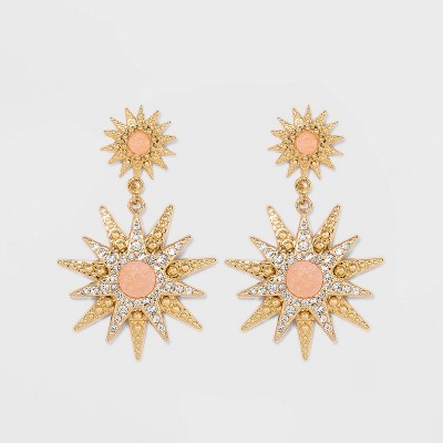 SUGARFIX by BaubleBar Celestial Drop Earrings - Blush Pink/Gold
