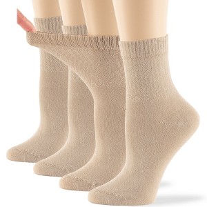 Women's Viscose Bamboo Diabetic QuarterNon-Binding Socks- L-M - 4 Pack - Black, Brown, White, Multicolors | 7BIGSTARS KINGDOM - 1 of 4