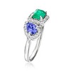 Ross-Simons 0.60 Carat Emerald and .40 Carat Tanzanite Toi Et Moi Ring With .20 ct. t.w. Diamonds in 14kt White Gold - 3 of 4