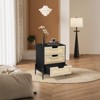 Rattan Nightstand with 3 Rattan/Wicker Drawers - 18.9" Compact Bedside Table, Metal-Footed Bedside Cabinet with Shelves - 3 of 4