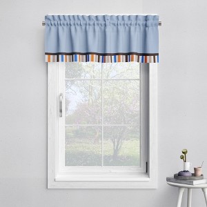 Bacati - Rod Pocket Window Valance Mod Sports Blue/Orange/Brown - 1 of 4