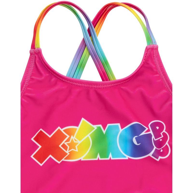 XOMG POP! Rainbow Logo Girls One Piece Bathing Suit Little Kid to Big, 4 of 7