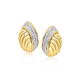 Ross-Simons 0.15 ct. t.w. Diamond Oval Knot Earrings in 18kt Gold Over Sterling - 1 of 3