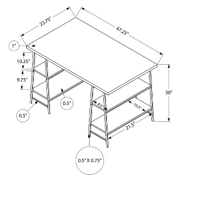 Dark Taupe Wood and Black Metal Computer Desk with Shelves