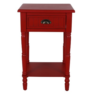 1 Drawer Bailey Beadboard Accent Table Antique Red - Decor Therapy