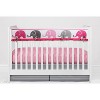 Bacati - Elephants Long Crib Rail Guard Cover Pink/Gray - 4 of 4