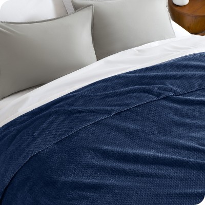 King Size Dark Blue Chevron Microplush Fleece Blanket