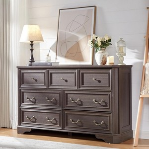 Farmhouse Wood Rustic Chest of Drawers Dresser with Corner Bevel Shape - 1 of 3
