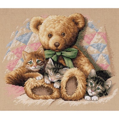 Dimensions Counted Cross Stitch Kit 14"X12"-Teddy & Kittens (14 Count)