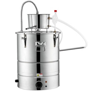 VEVOR Alcohol Still, 9 Gal 30L Water Alcohol Distiller include Stainless Steel Tube & Pump & One-way Exhaust Valve & Thermometer (30-120℃ ), Silver - 1 of 4