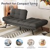 Dyonery 71" Futon Sofa Bed, Cozy Convertible Loveseat Sleeper, Linen Fabric Couch with Adjustable Back & Arms for Living Room, Guest Room - Light Gray - 2 of 4
