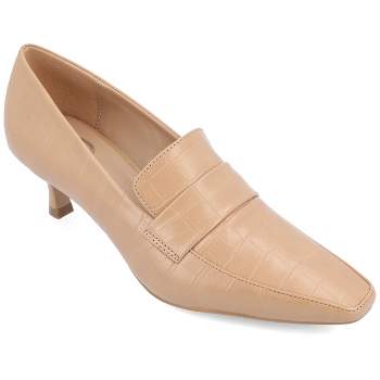 Journee Collection Womens Celina Kitten Heel Loafer Square Toe Pumps