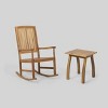 Arcadia 2pc Acacia Wood Rocking Chair and Side Table Set Teak - Christopher Knight Home: Weather-Resistant Outdoor Seating - image 2 of 4