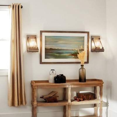 Pewter and Clear Glass Rustic Wall Sconce