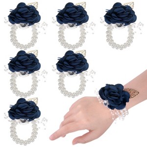 Unique Bargains Artificial Floral Decorative Wrist Corsage Bracelet Rose 6 Pcs - 1 of 4