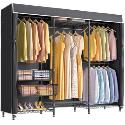 VIPEK V10C Black Heavy Duty Covered Clothes Rack with Oxford Fabric Cover