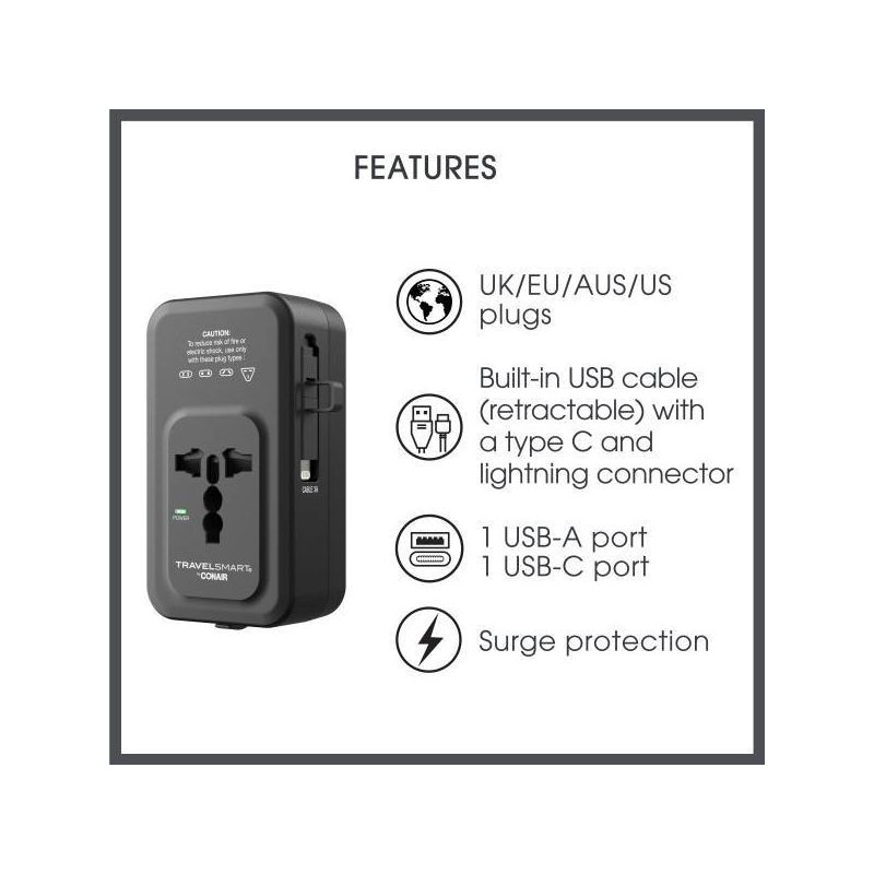 Travel Smart Does-It-All Adapter with Cables &#38; USB-A &#38; C Ports, 6 of 11