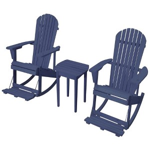 Jiallo Zero Gravity Collection Navy Blue Adirondack Rocking Chair with Built-in Footrest Set of 2 Rocking Chairs and 1 End Table - 1 of 4