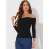 Allegra K Women's Slim Fit 3/4 Sleeves Casual Off Shoulder Top - 2 of 4