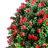 TopComfy Artificial Trees 2 Pack 21.6in Tall Artificial Rose Topiary Balls Rose Tree Fake Tree Red Flower Tree for Garden, Red, 17.72"*17.72"*21.65" - 3 of 4