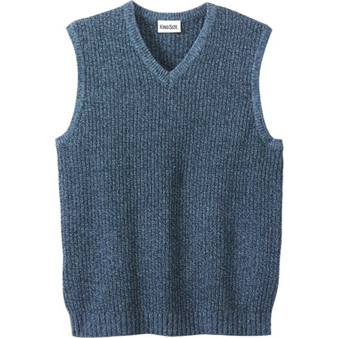 KingSize Men's Big & Tall Shaker Knit Shawl-Collar Cardigan Sweater - Big -  7XL, Navy Marl Blue