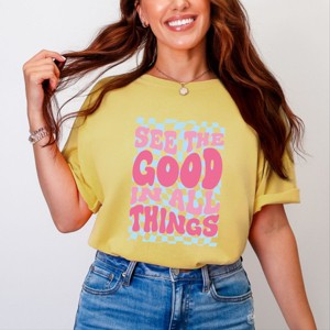 Simply Sage Market See The Good Checkered Garment Dyed Tee - 1 of 4